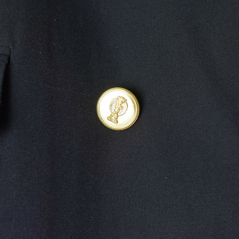 Véritable manteau de marine de l'armée italienne noir long officier police italienne laine rayonne NEUF