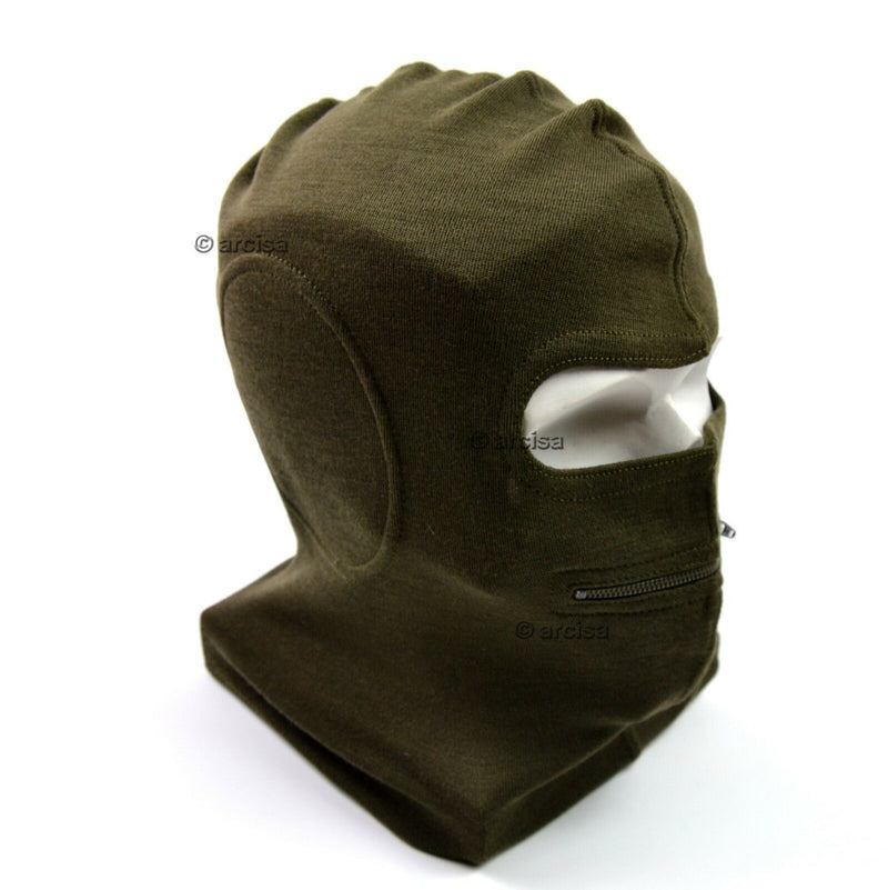 Véritable masque facial de l'armée italienne, cagoule, masque à deux trous avec fermeture éclair, neuf