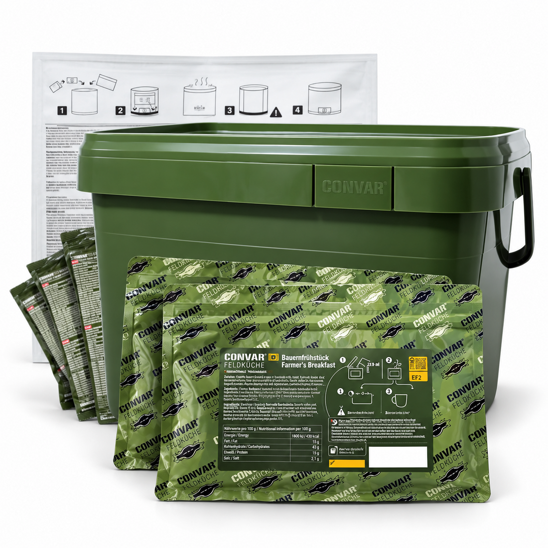 CONVAR Feldküche 72 Hour Emergency Food Kit 3 Day Supply 6L Water Heater