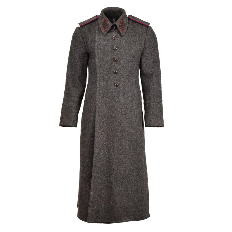 Manteau militaire bulgare original en laine grise, manteau d'hiver épais et long