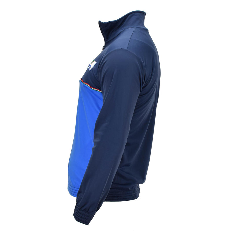 Veste de sport militaire italienne authentique avec fermeture éclair complète, emblème Esercito, bleu élégant