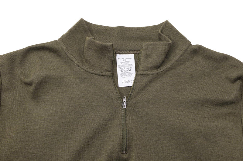 Chemise militaire originale italienne à fermeture éclair, sous-chemise légère et respirante, olive