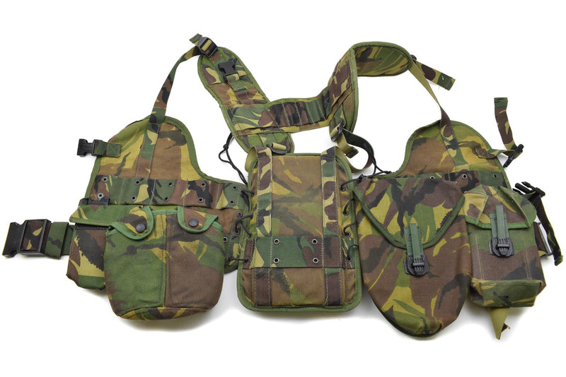 Ensemble de gilet tactique militaire néerlandais original, ancien modèle Woodland, pochettes à clip Alice