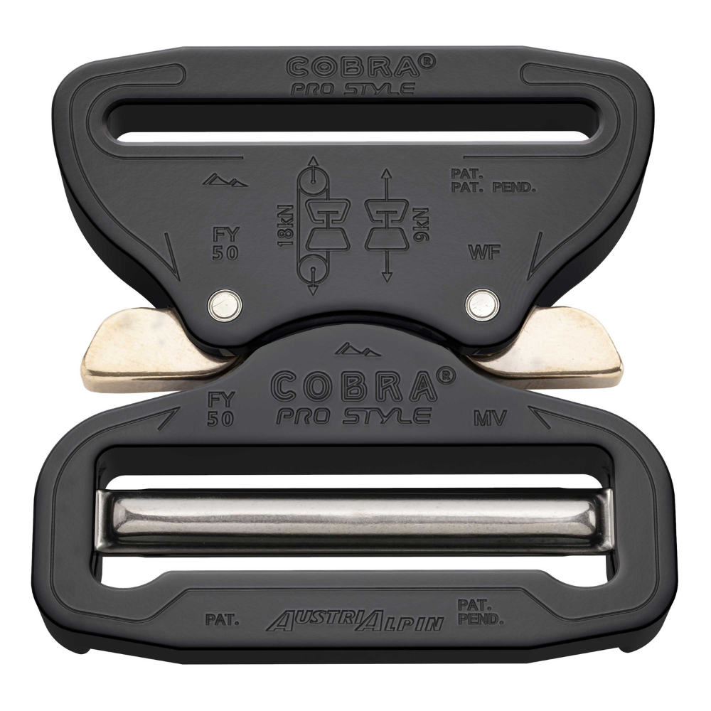 AustriAlpin Cobra Pro Style 50mm Buckle Belt XL Trigger Release Tabs Black