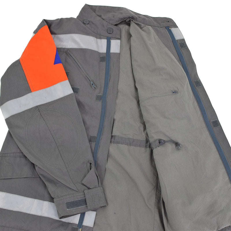 Original Czech army jacket CZ civil defense grey field surplus reflective band