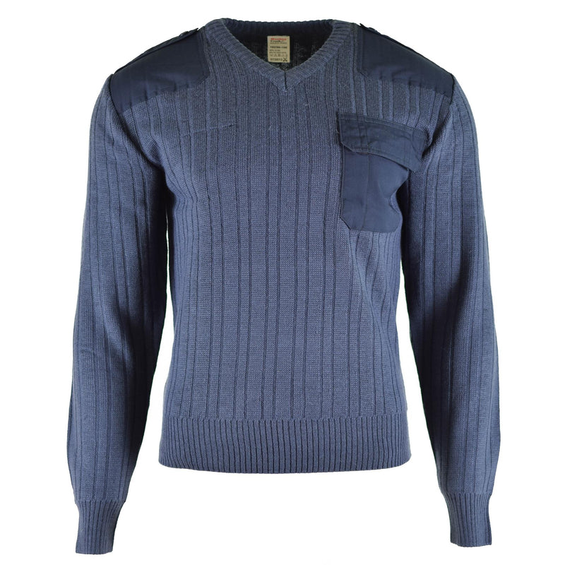 Original Czech army Sweater Jumper M97 Blue Wool V-neck military surplus NEW