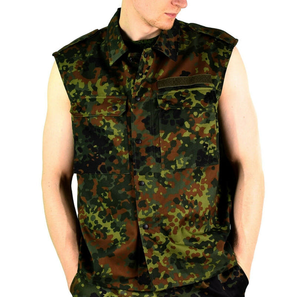 Gilet de combat tactique original de l'armée allemande avec fermeture éclair flecktarn camouflage BW
