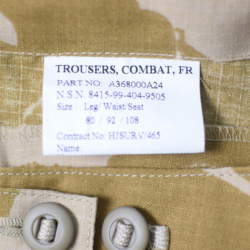 Véritable pantalon de combat de l'armée britannique DPM Pantalon désert Ripstop ignifuge NEUF