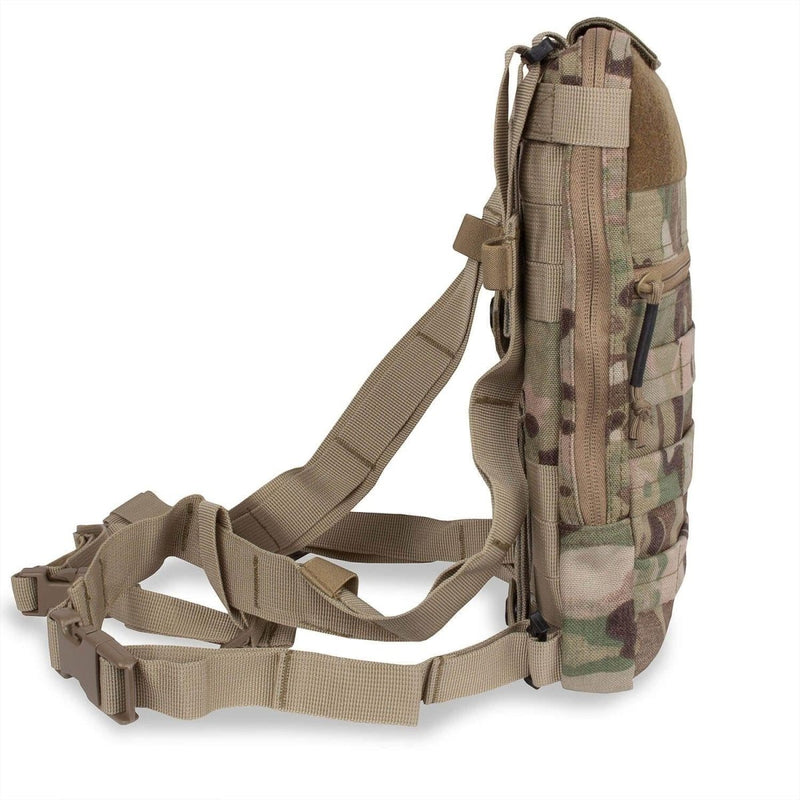 A.Blochl TF2 hydration pack in MTP camo with MOLLE attachment and 1.5-liter water bag for trekking and outdoor use