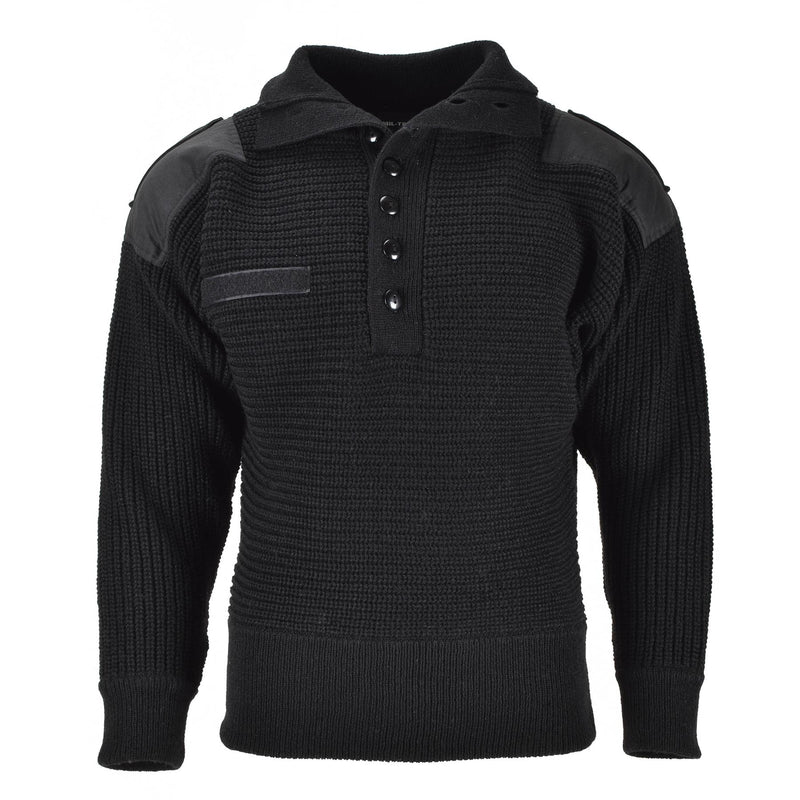 Pull de marque Mil-Tec style armée autrichienne pull alpin en tricot pour homme en laine noire