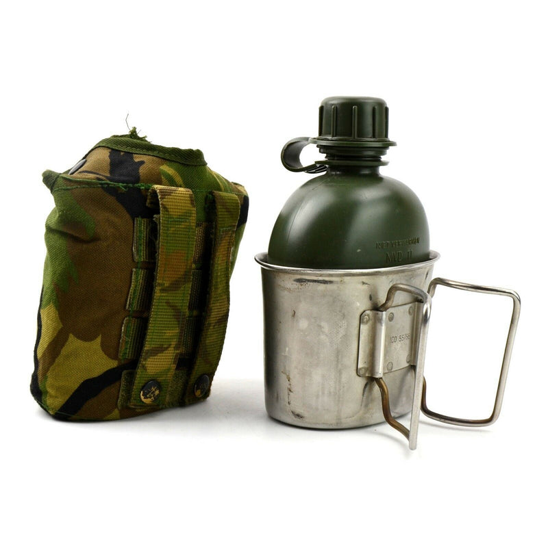 Original Netherlands Dutch Army Canteen with cup and cover Alice clips
