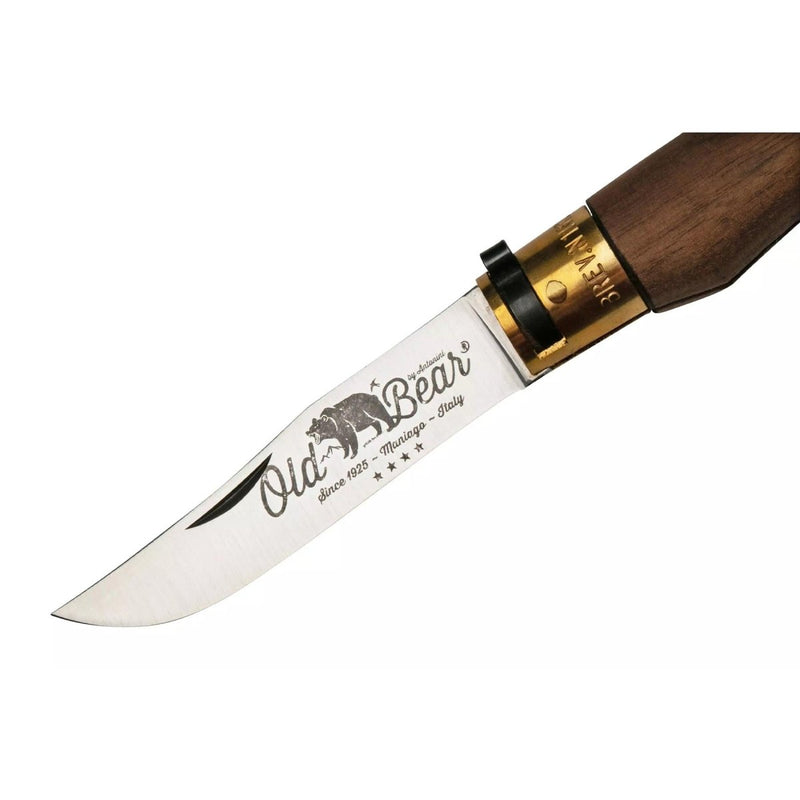 Antonini Old Bear Pocket Knife 9cm Stainless Steel Blade Walnut Wood Handle - GoMilitar