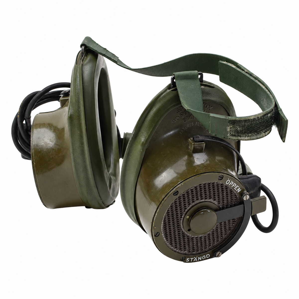 Casque de communication d'aviation Amplivox militaire britannique original, ensemble vintage
