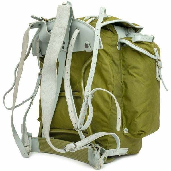 Sac à dos militaire norvégien authentique avec cadre en toile de l'armée, sac à dos en cuir