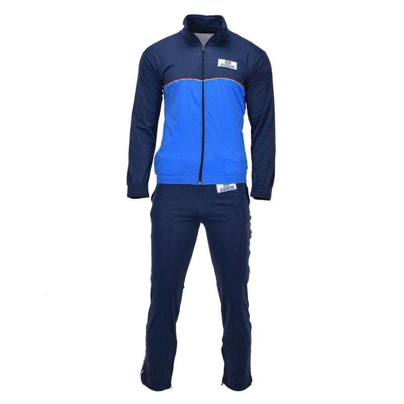 Veste de sport militaire italienne authentique avec fermeture éclair complète, emblème Esercito, bleu élégant