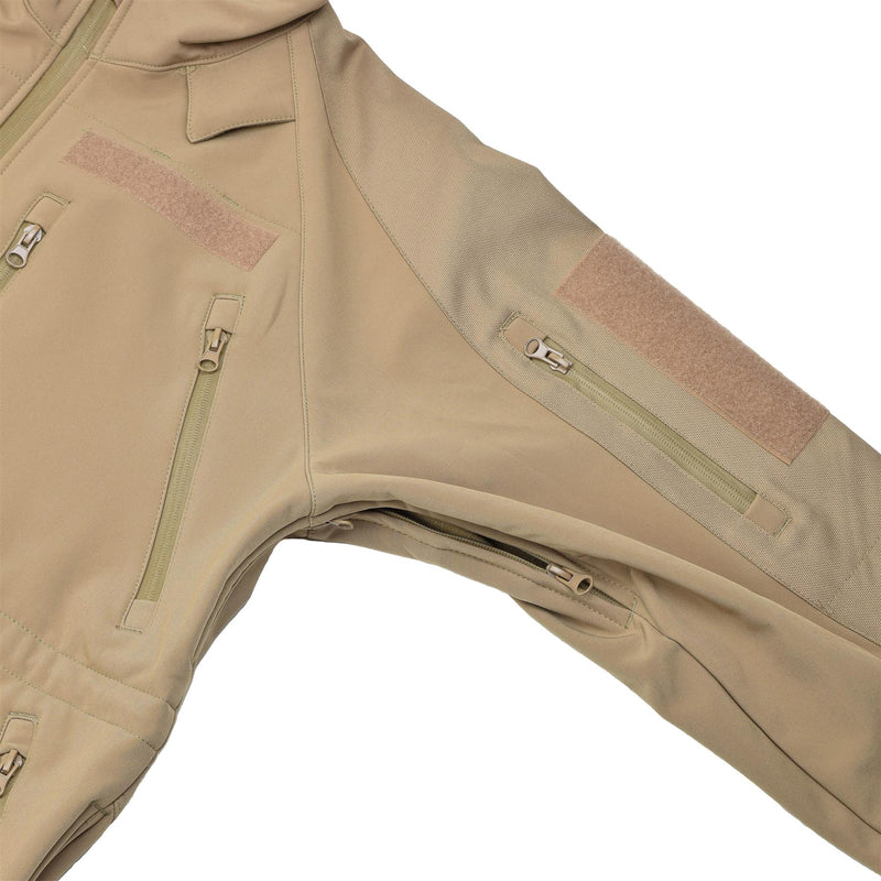 Veste de randonnée coupe-vent MIL-TEC Softshell coupe-vent Zips doublure polaire Coyote