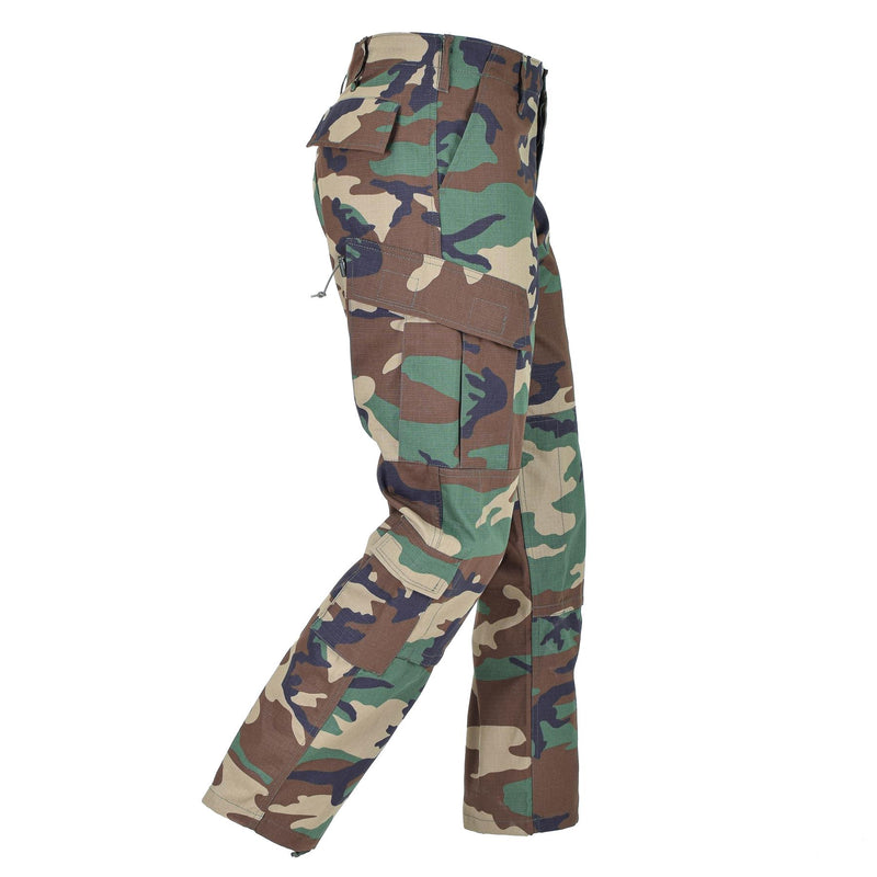 Pantalon cargo BDU de marque Mil-Tec de style militaire américain en ripstop camouflage boisé