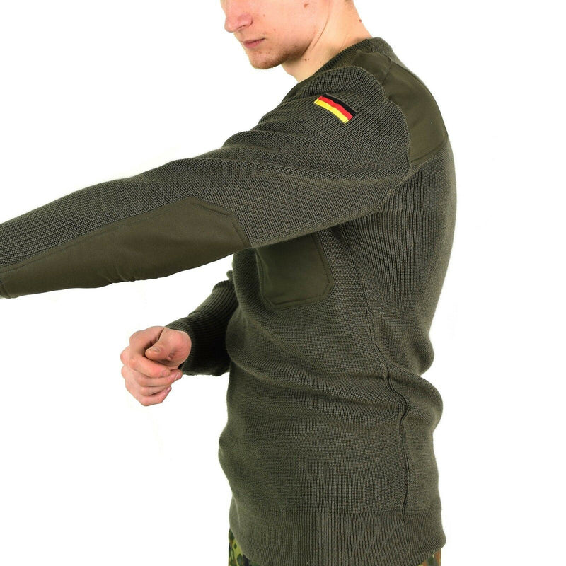 Véritable pull de l'armée allemande Commando Jumper Vert Olive Pull Laine NEUF