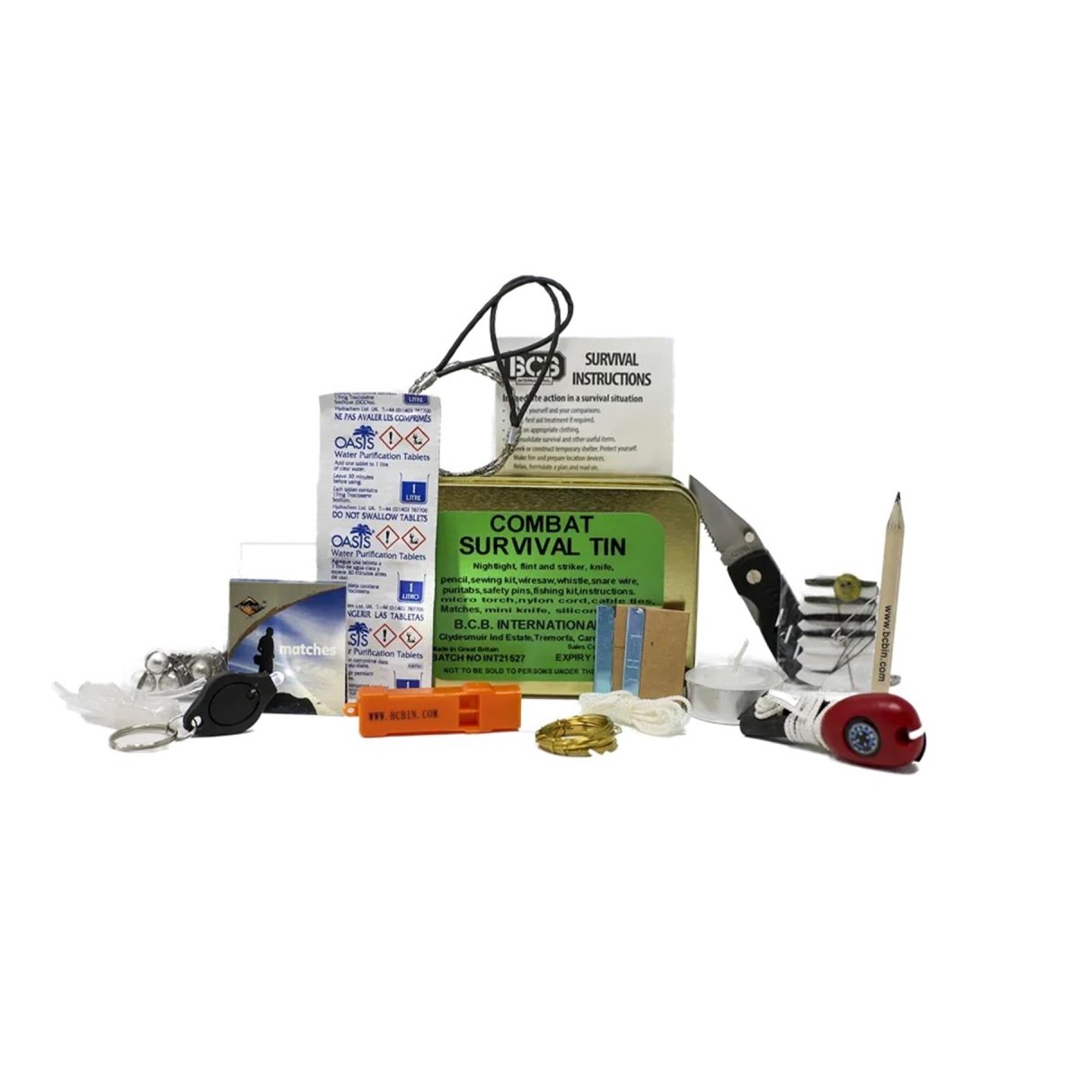 Trousse d'urgence de base pour le sauvetage et la survie en extérieur BCB Combat Survival Tin Essentials