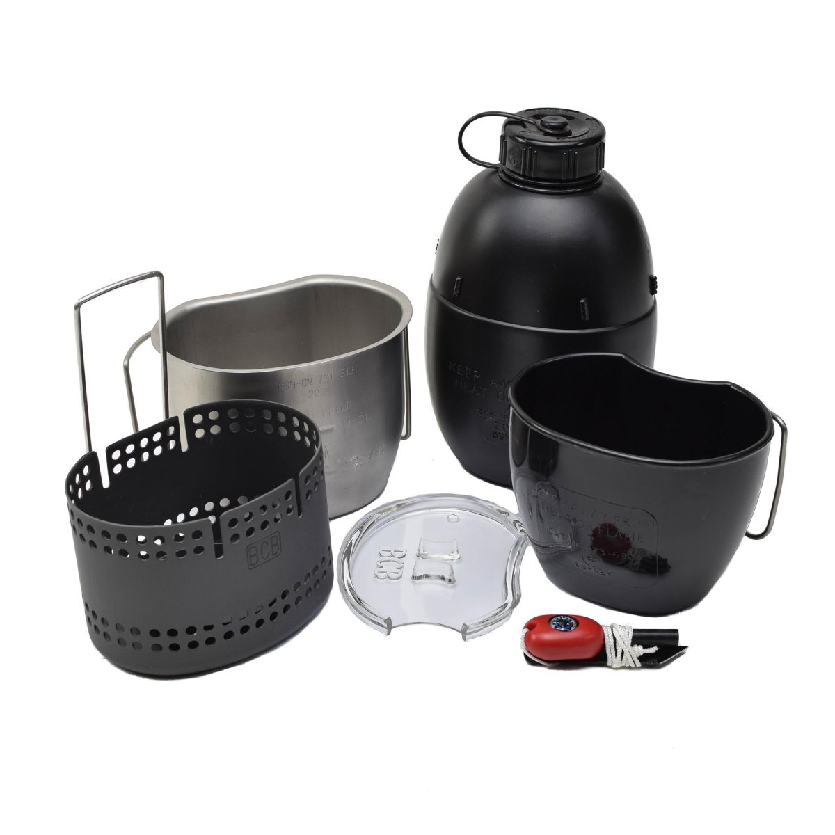 Outdoor cooking set BCB Dragon black aluminum stove 6 pcs set compact ...