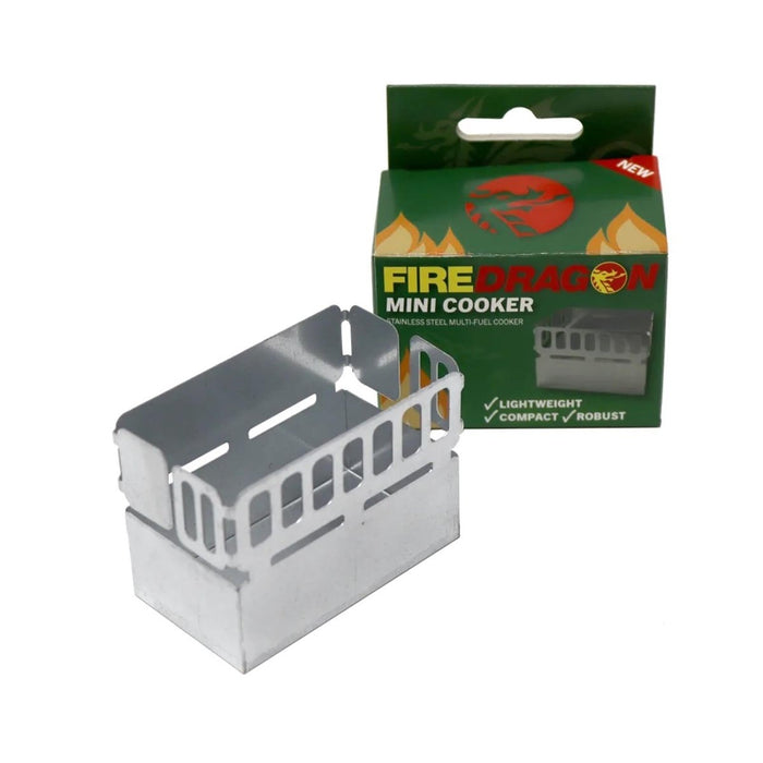 BCB FireDragon Mini Cooker MK2 compact aluminum outdoor camping stove with packaging for hiking and trekking uses
