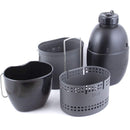 BCB Mk2 British outdoor cooking set with NATO mug, stove, canteen, and fire starter in a compact design.
