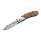Couteau de poche BOKER Caveman Steel 440A acier non revêtu manche bois décoré