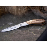 Couteau de poche BOKER Caveman Steel 440A acier non revêtu manche bois décoré