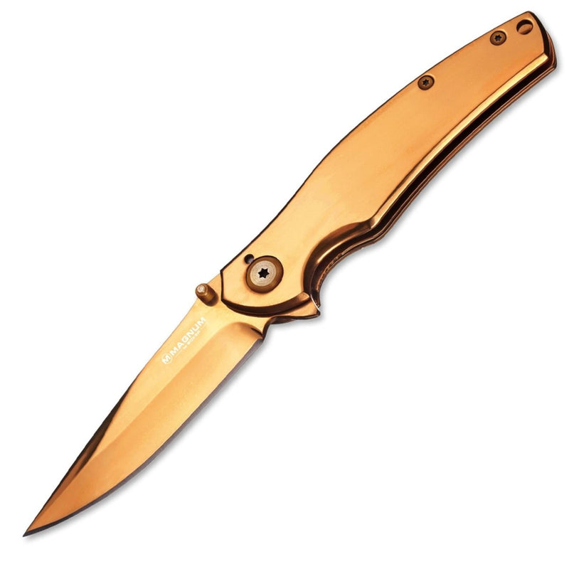 Boker Gold finger folding pocket knife anodized stainless steel 440A linerlock - GoMilitar