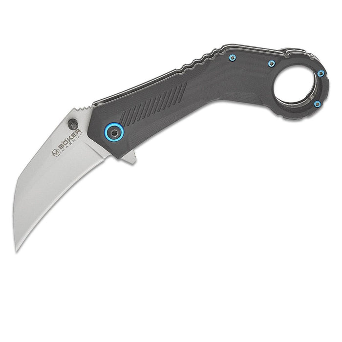 Couteau de poche tactique Boker Magnum Velcon Hawkbill 440C Lame en acier Manche G10 - GoMilitar