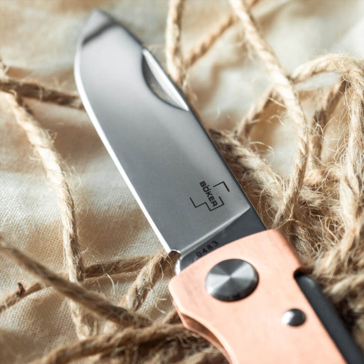 Boker Plus Atlas Folding Pocket Knife 12C27 Steel Blade Copper Handle Bronze
