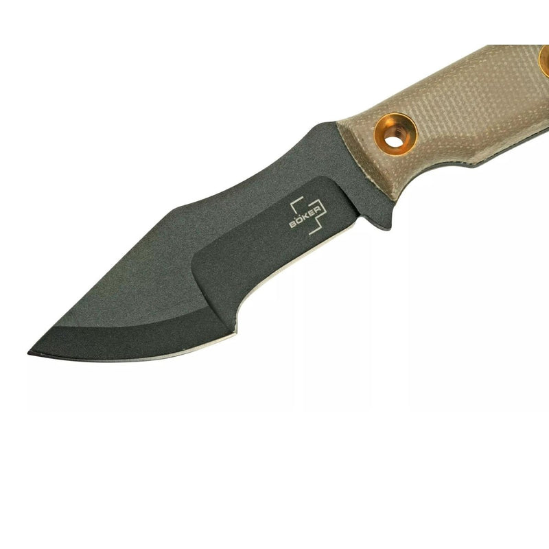 Boker Plus Micro Tracker Lame fixe en acier au carbone 1095 Outil de survie EDC