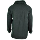 military surplus parka liner from the back in olive color fleece material