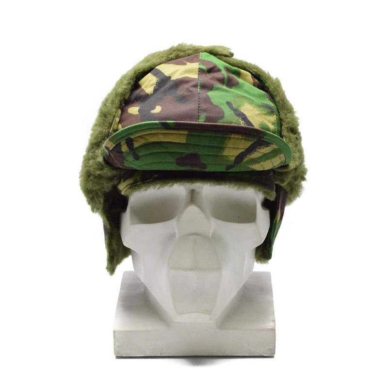 Chapeau d'hiver original des forces armées britanniques à oreilles pliantes DPM camouflage boisé