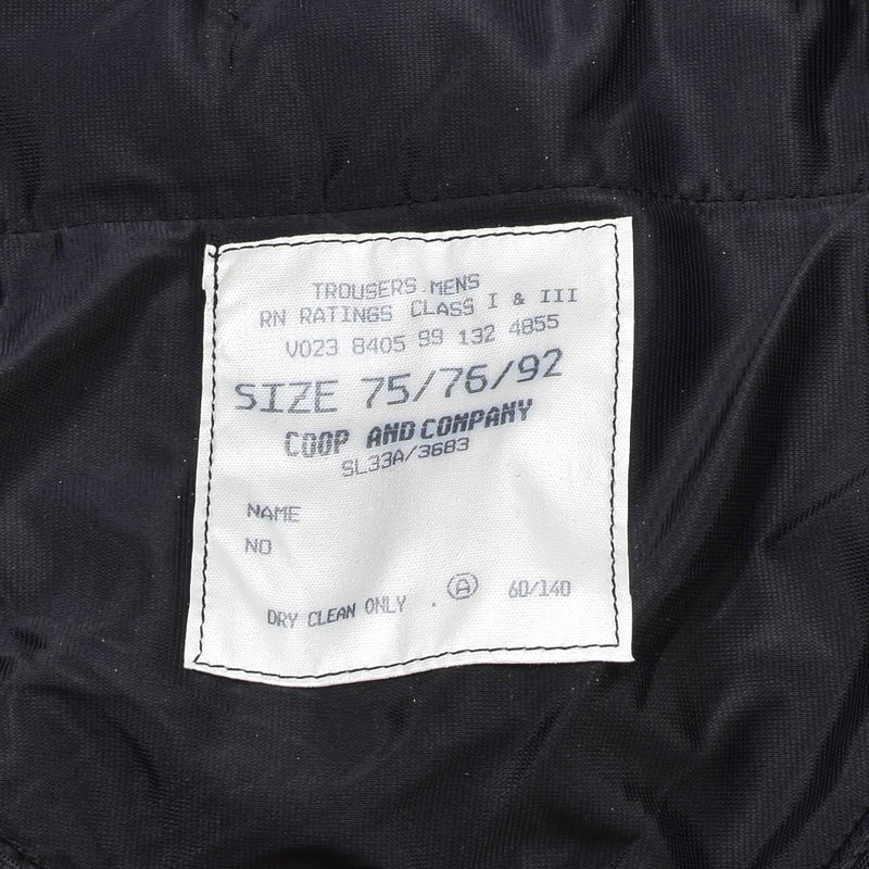 Pantalon de costume noir de classe 1 de l'armée britannique royale marine d'origine NEUF