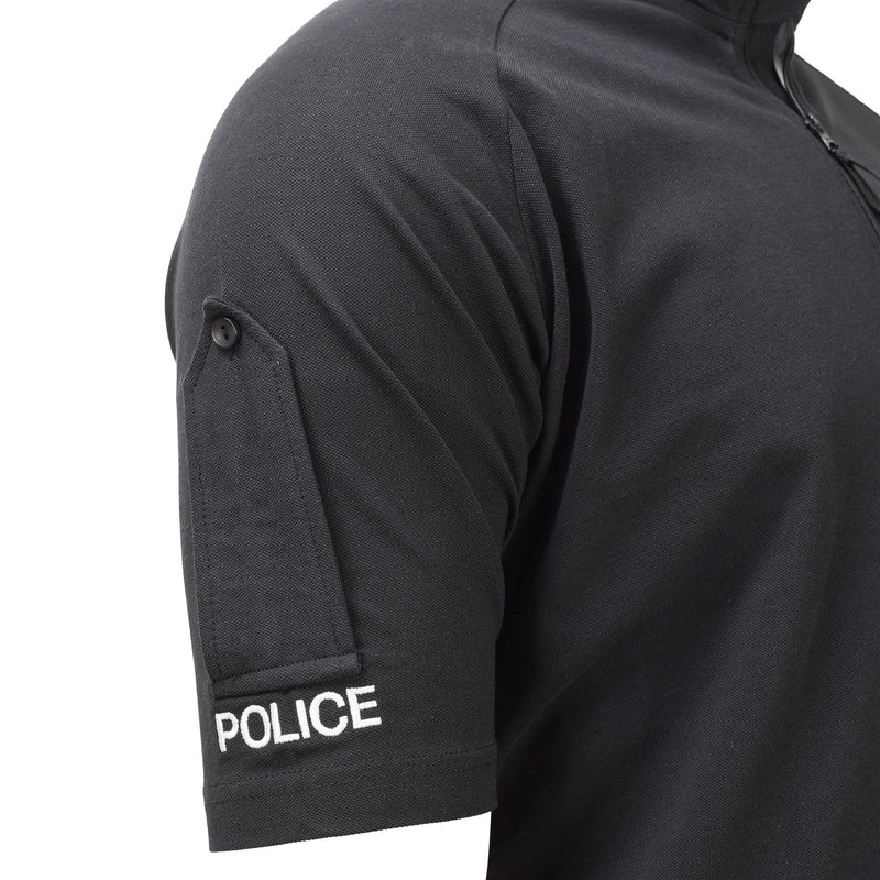 T-shirts tactiques originaux de la police de l'armée britannique à manches courtes avec fermeture éclair noire NEUF