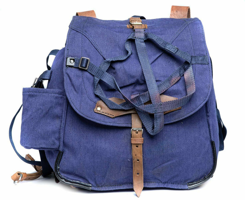 Véritable sac à dos de l'armée roumaine, surplus militaire, sac à dos en toile bleue, NEUF