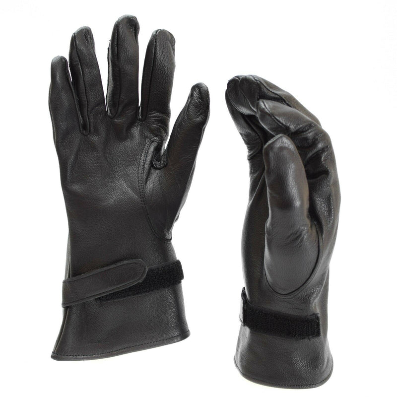 Véritables gants de l'armée française en cuir noir, surplus de France, NEUF