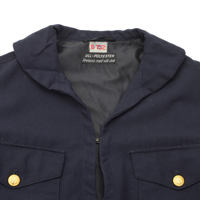 Chemises de marin bleu marine militaires suédoises originales, chemises de marine formelles