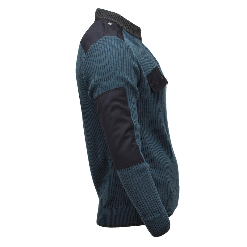 Genuine Dutch military pullover rib knit cold weather blue activewear sweater