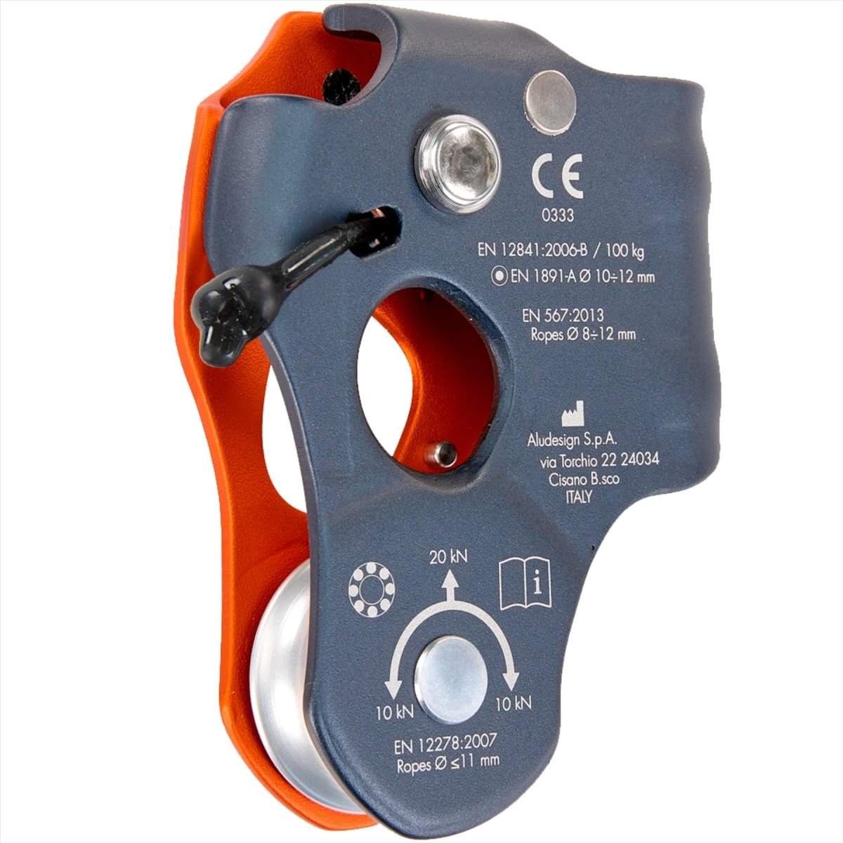 Technologie d'escalade CRIC PROGRÈS CAPTURE PULLEY Aluminium en acier inoxydable orange
