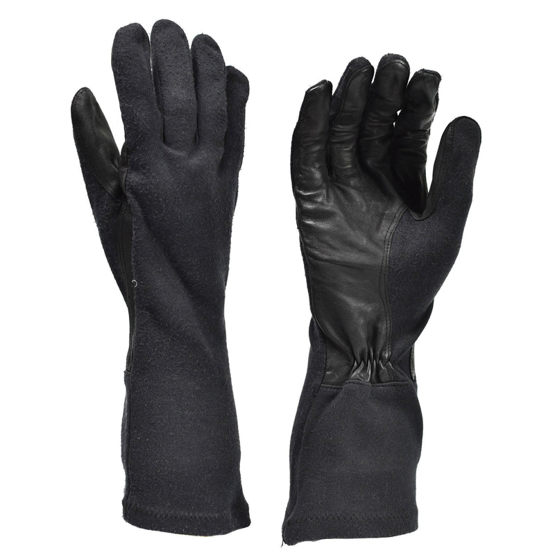 Gants longs d'origine de l'armée allemande en aramide noir résistant à la chaleur, surplus tactique