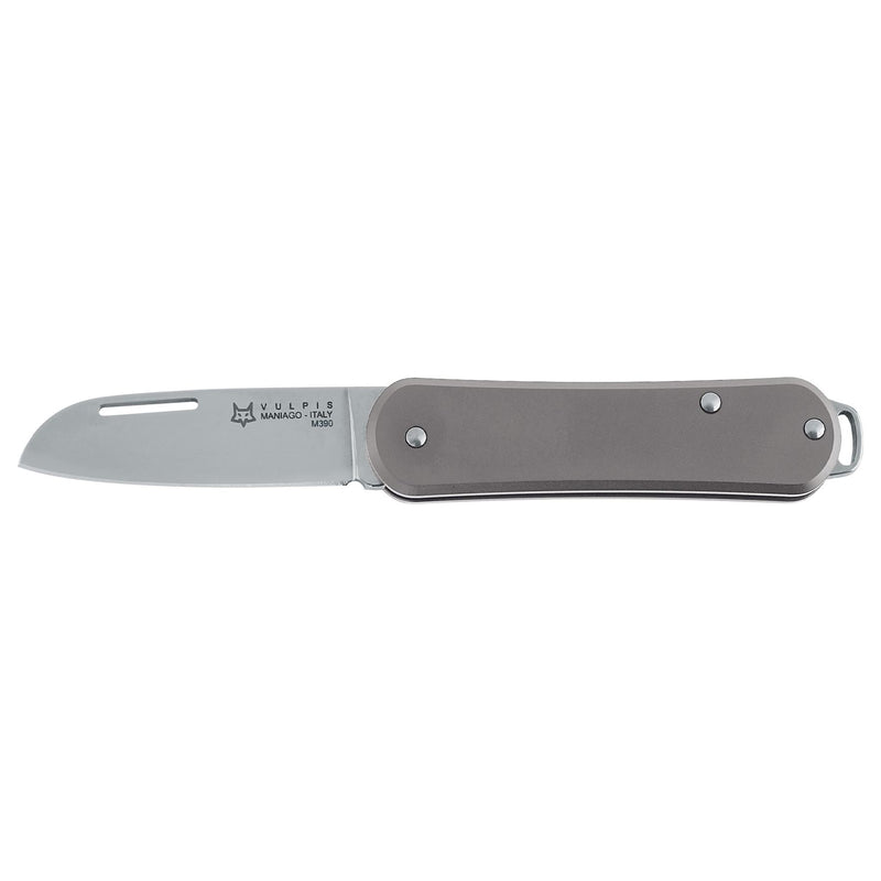 Couteau de poche pliant Fox Knives VULPIS Drop Point en acier inoxydable M390 Gris