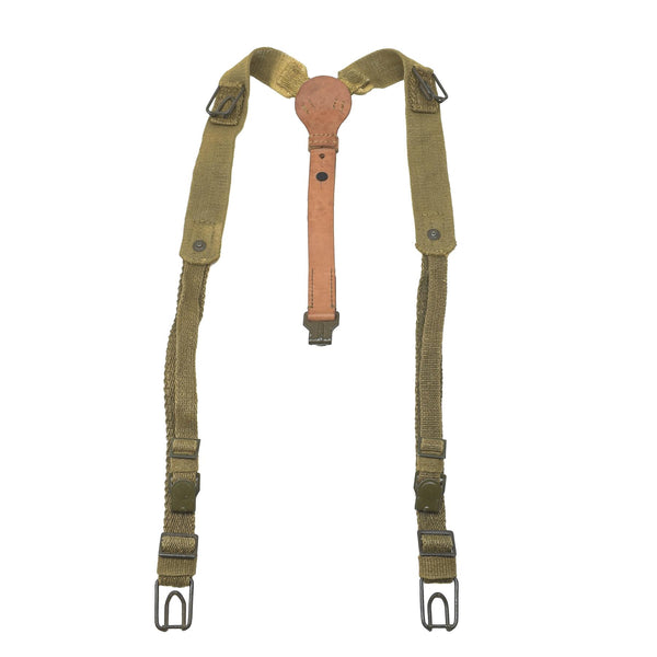 Original Czech Army Y-Strap canvas & leather suspenders harness shoulder