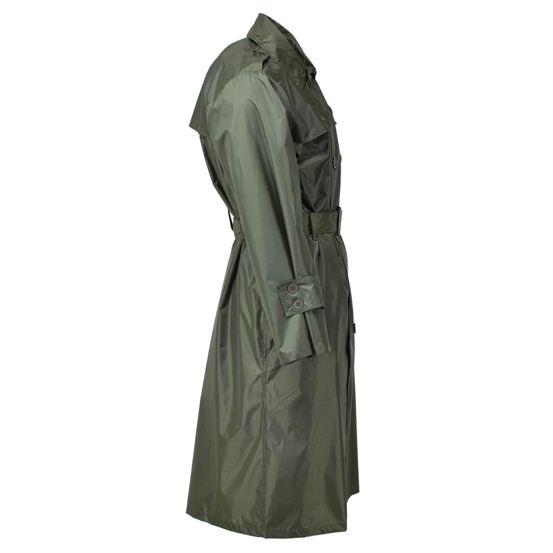 Original French military olive long rain coat all seasons waterproof belted NEW