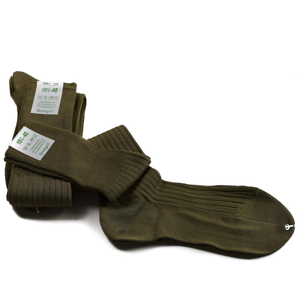 Chaussettes longues authentiques de l'armée italienne en coton, longueur genou, fines et légères, kaki, NEUF 