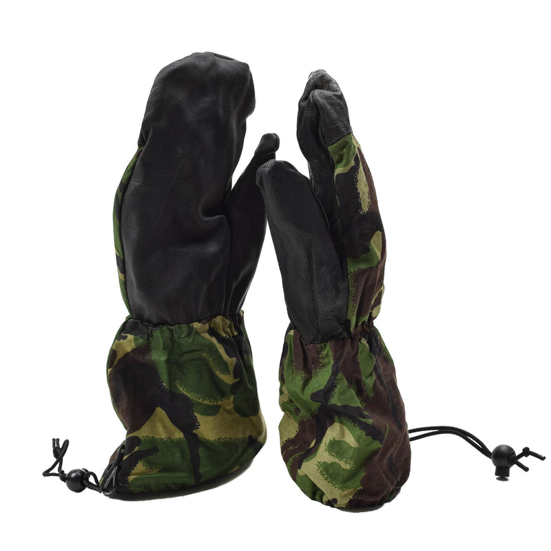Véritables mitaines militaires britanniques en cuir avec paume en cuir et gants camouflage ripstop DPM