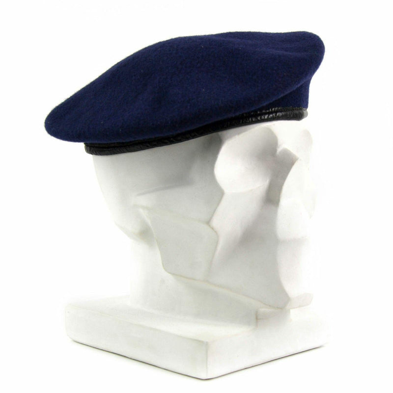 Véritable béret bleu foncé de l'armée allemande, casquette militaire de commandement en laine
