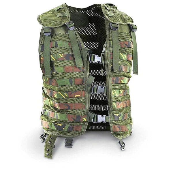 Gilet tactique militaire néerlandais d'origine avec fixation molle DMP camouflage boisé