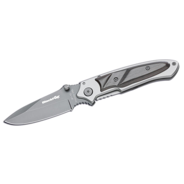 Couteau de poche pliant de marque Fox Knives avec revêtement en titane 440 en acier inoxydable noir et bois